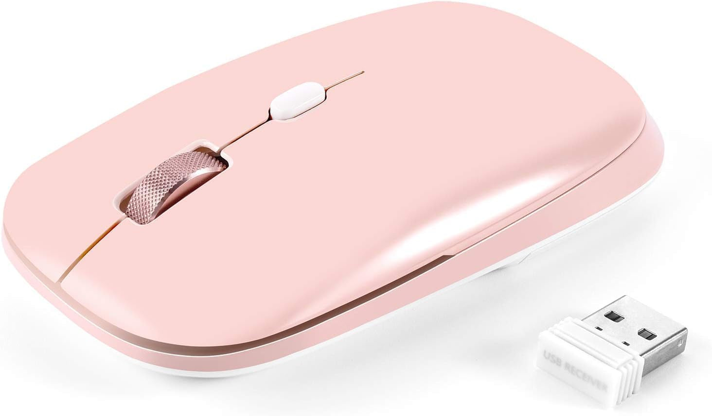 2.4G Wireless Optical Flat Mouse for Laptops, PCs, Chromebooks, and Notebooks - Ideal for Computer Bags (Pink)