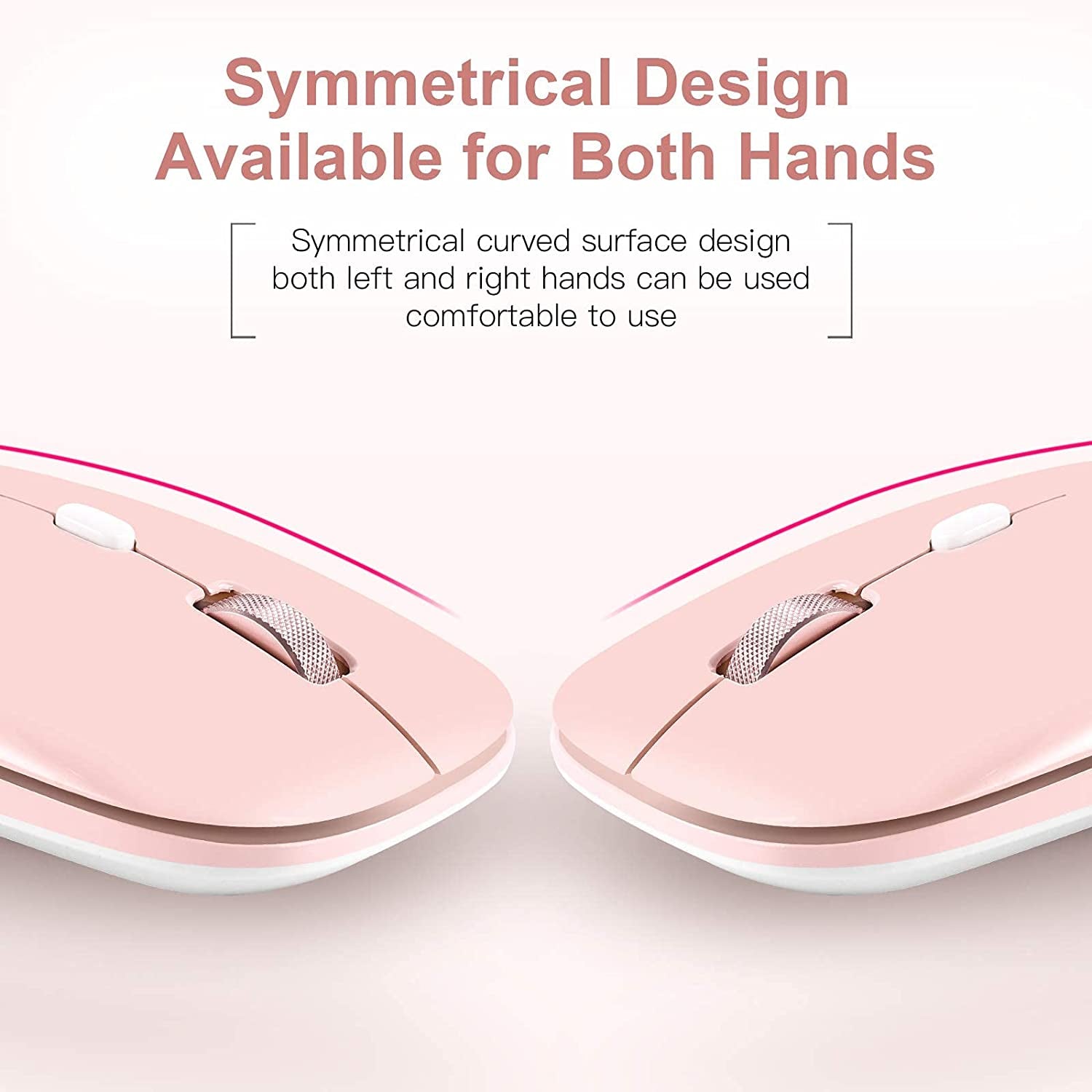 2.4G Wireless Optical Flat Mouse for Laptops, PCs, Chromebooks, and Notebooks - Ideal for Computer Bags (Pink)